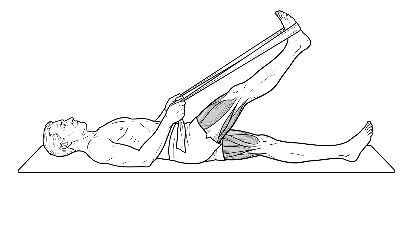 Hamstring stretch with band