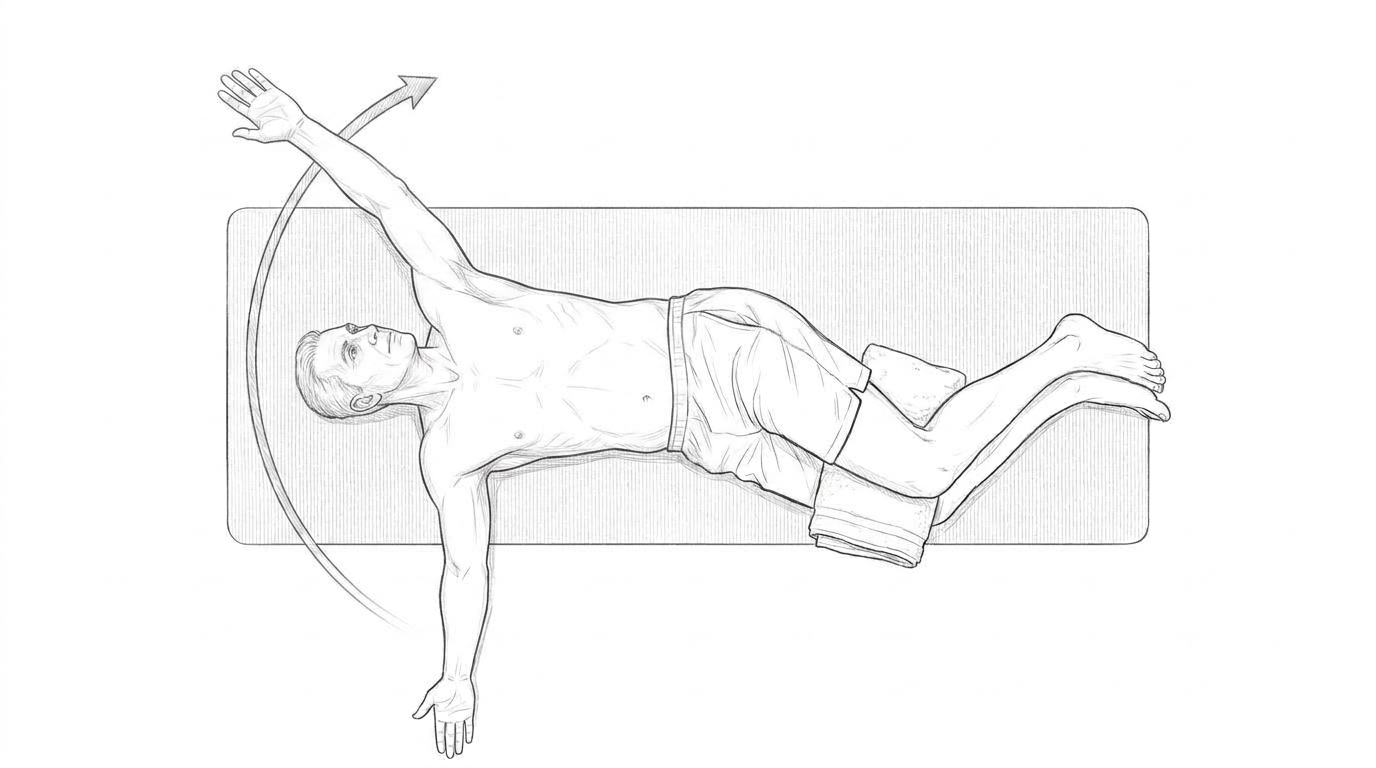 Open book with overhead reach
